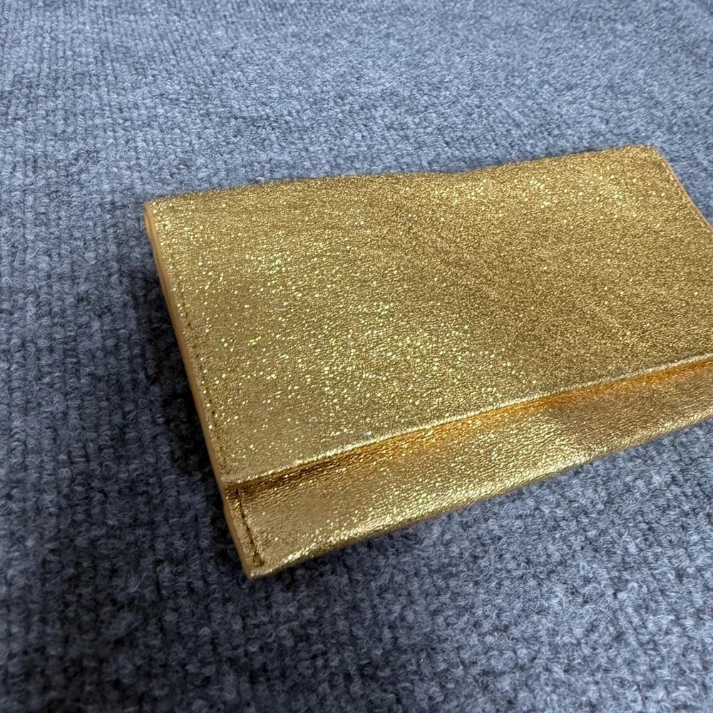 Rebecca Minkoff Foldable Wallet Purse Gold Metallic Inner Pocket Snap Closure